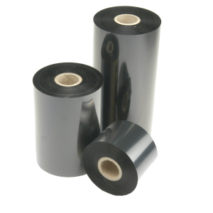 Taśma termotransferowa 57x74 (57mm/74mb) woskowo-żywiczna, czarna, nawój zewnętrzny, gilza 0,5" z nacięciami