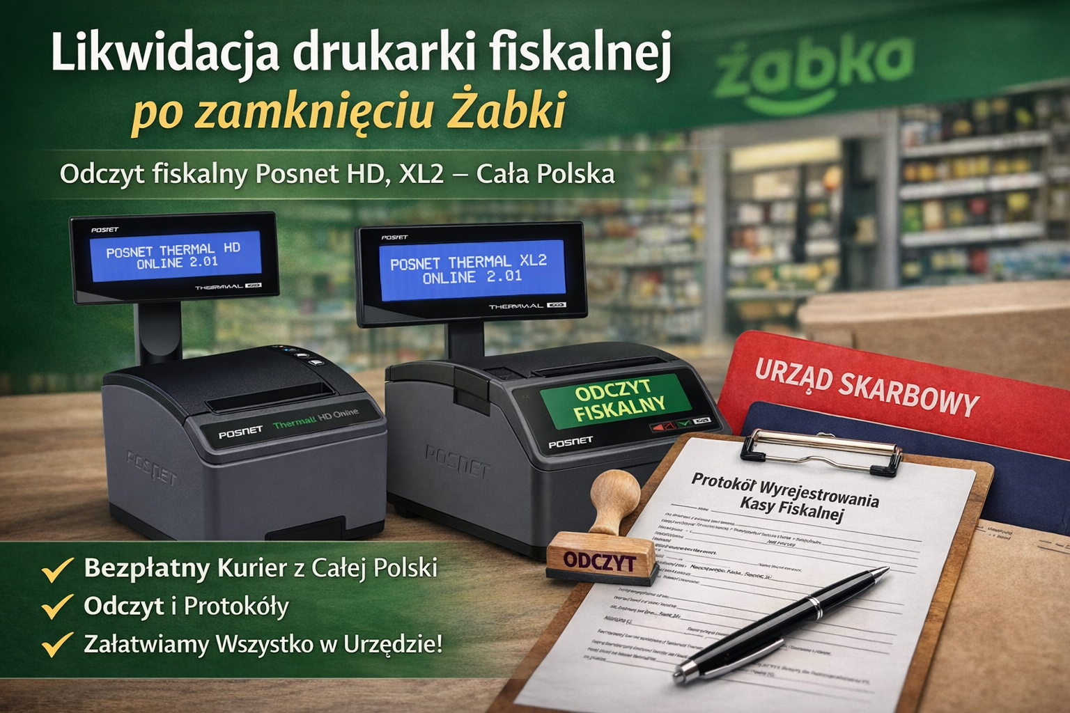 Likwidacja drukarki fiskalnej Posnet po zamknięciu Żabki – odczyt pamięci fiskalnej w całej Polsce (Dymicom)